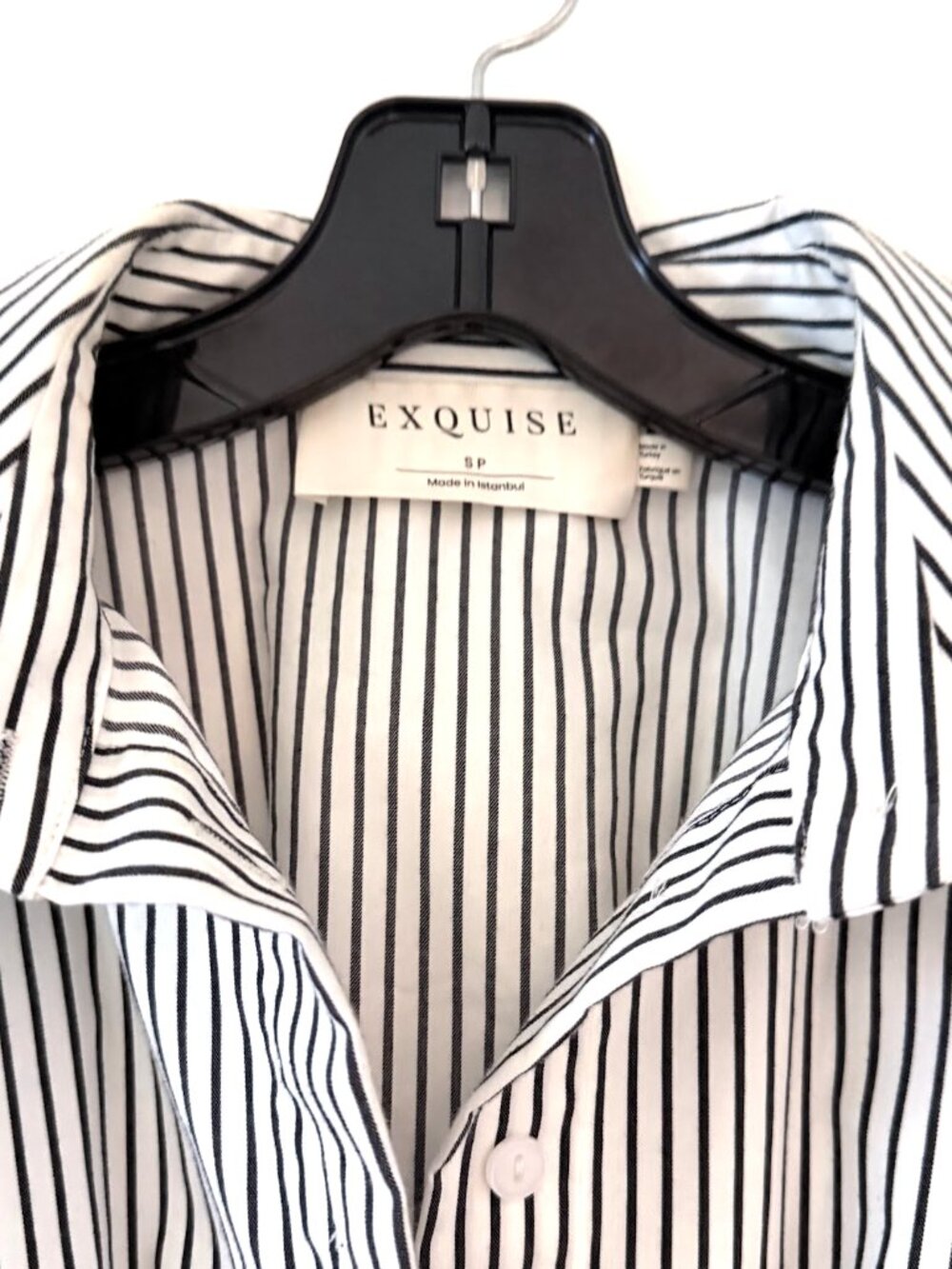 Anthropologie Tobie Black & White Striped Pleated Midi Shirt Dress, Size PS - Picture 4 of 5